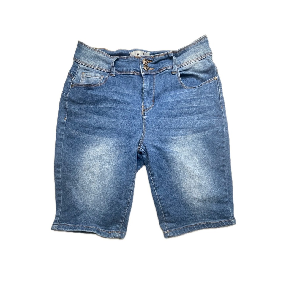 Tala Bermuda Denim Shorts Women 6 Excellent High Rise Double Button Stretch